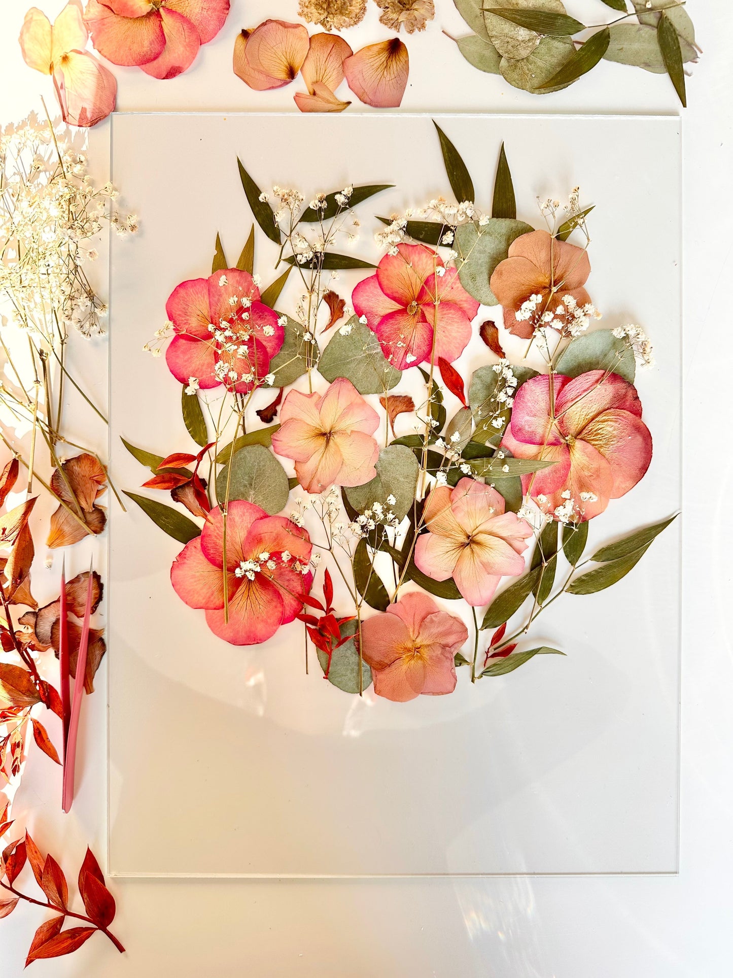 FLEURS FRAÎCHES - 24x30 cm - Conservation bouquet de mariage entre deux verres